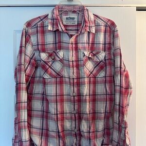 Urban Pipeline Light Red Long Sleeve Flannel
